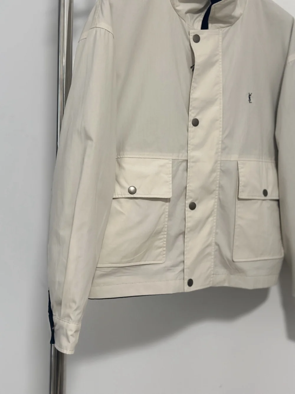 ✨Saint Laurent Reversible Stand Collar Cargo Pocket Jacket Off White